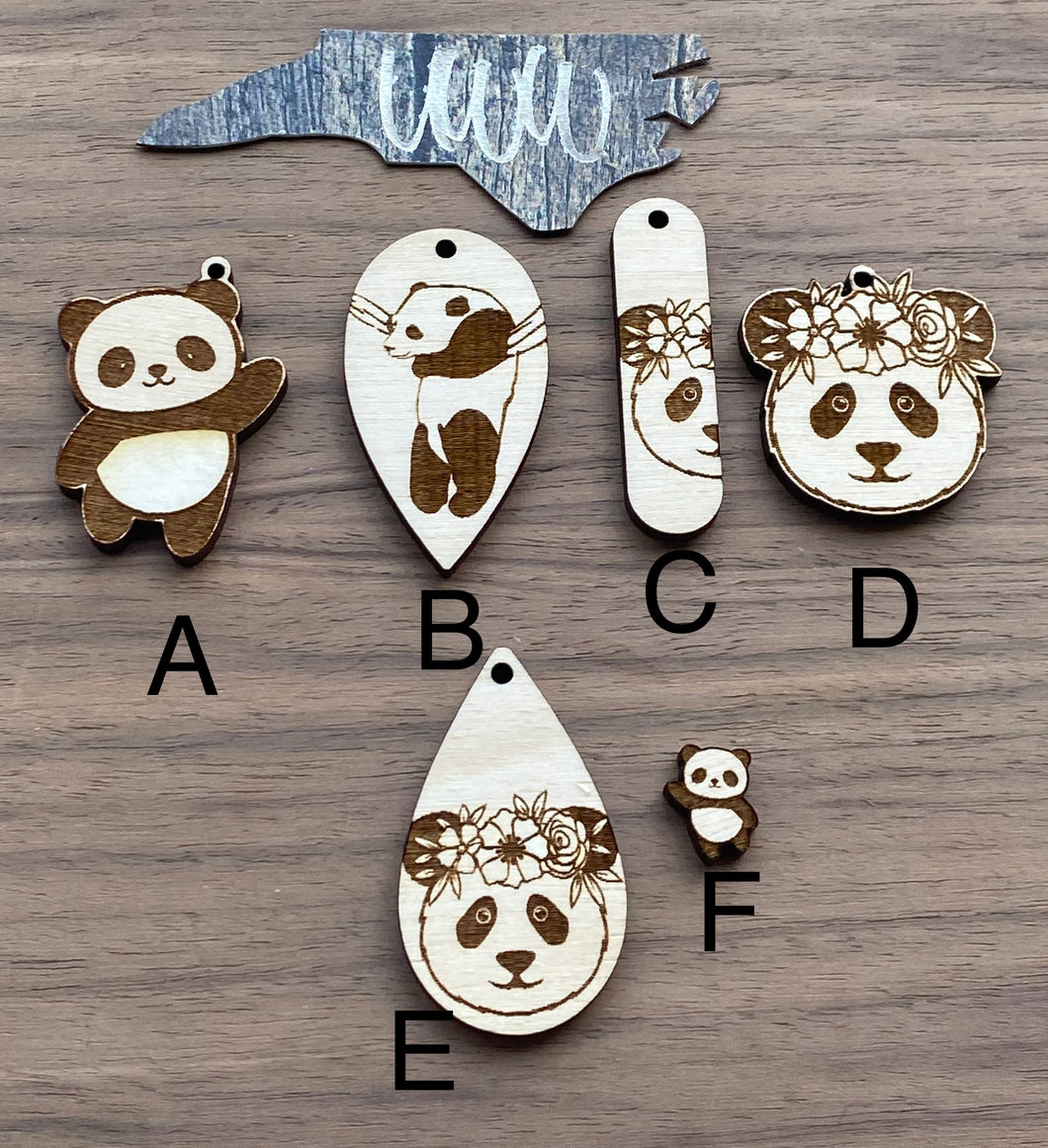 Panda Dangles, Teardrop, Bar and Stud